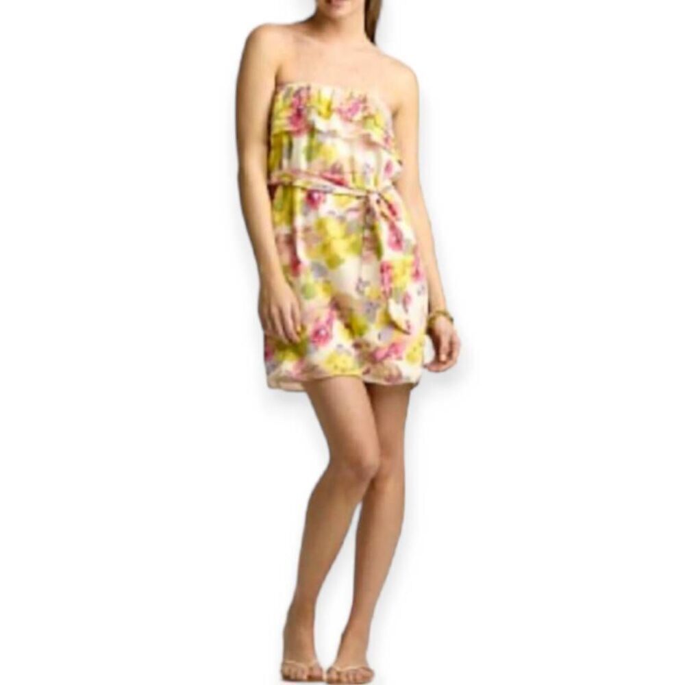 J. CREW MARBELLA STRAPLESS FLORAL DRESS SZ.M EUC.